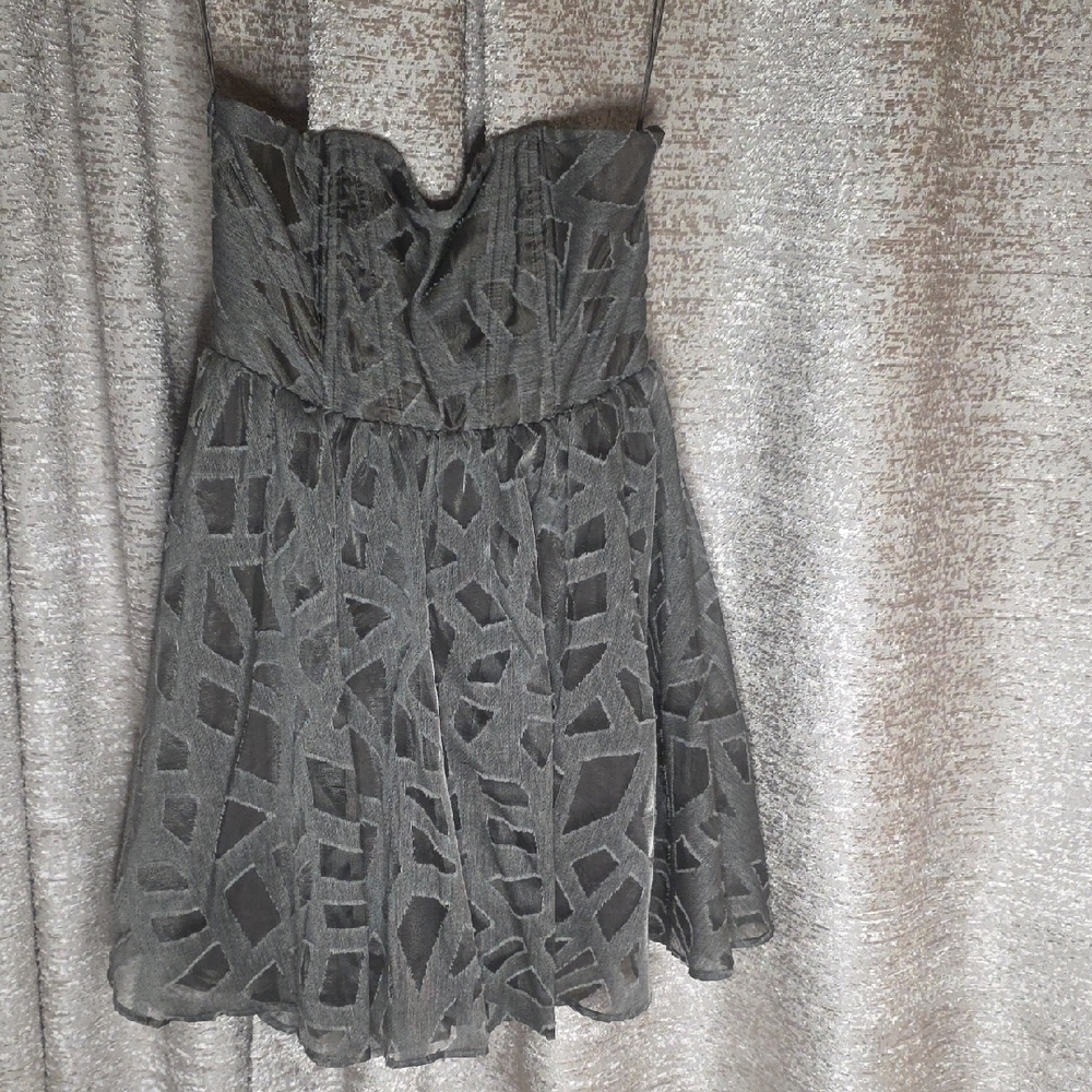 Alice + Olivia Strapless Gray Textured A-Line Dress